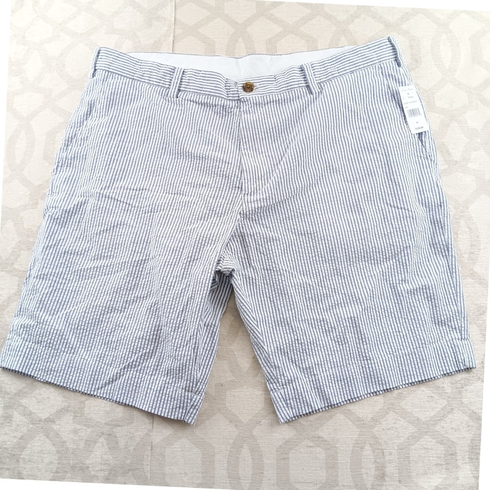 Brooks Brothers Seersucker Striped Shorts Mens W40 Cotton Elastane Blue White‎